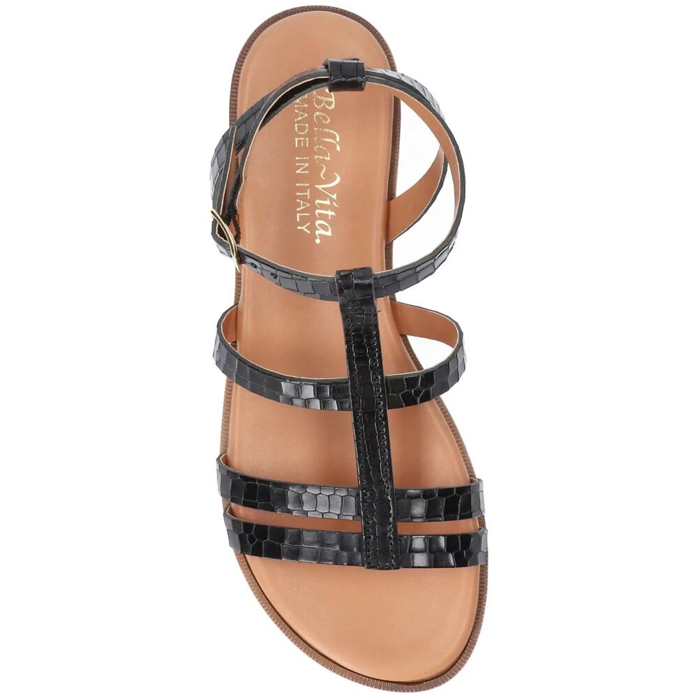 Bella Vita Women Slingback Ankle Strap Sandal Ira-Italy Size US 7.5M Black Croco - Picture 6 of 7